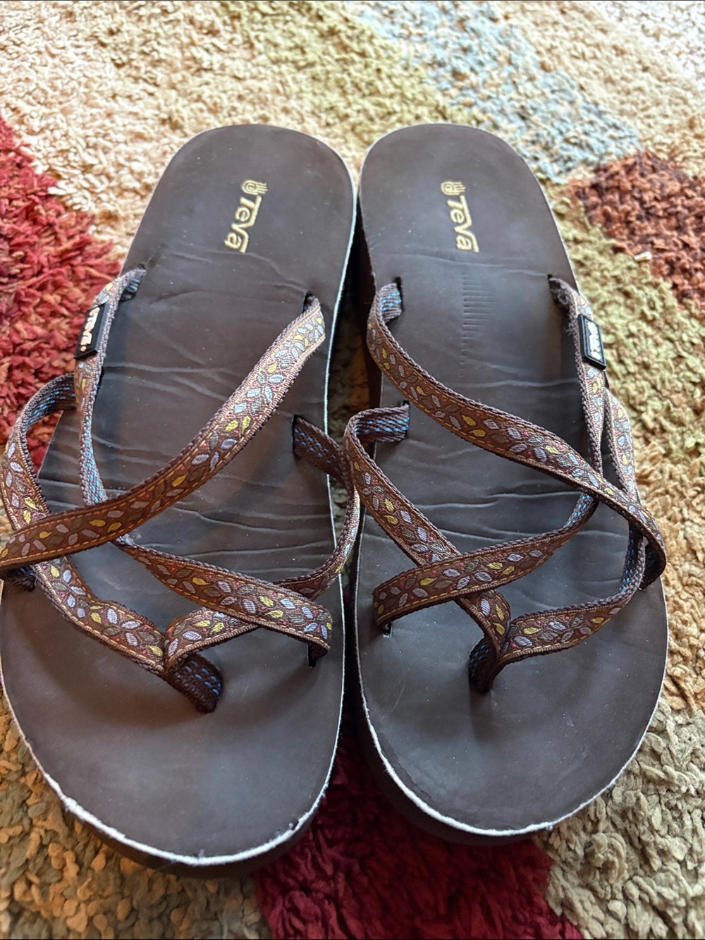 Teva Women's Brown Strappy Patterned Sandals
